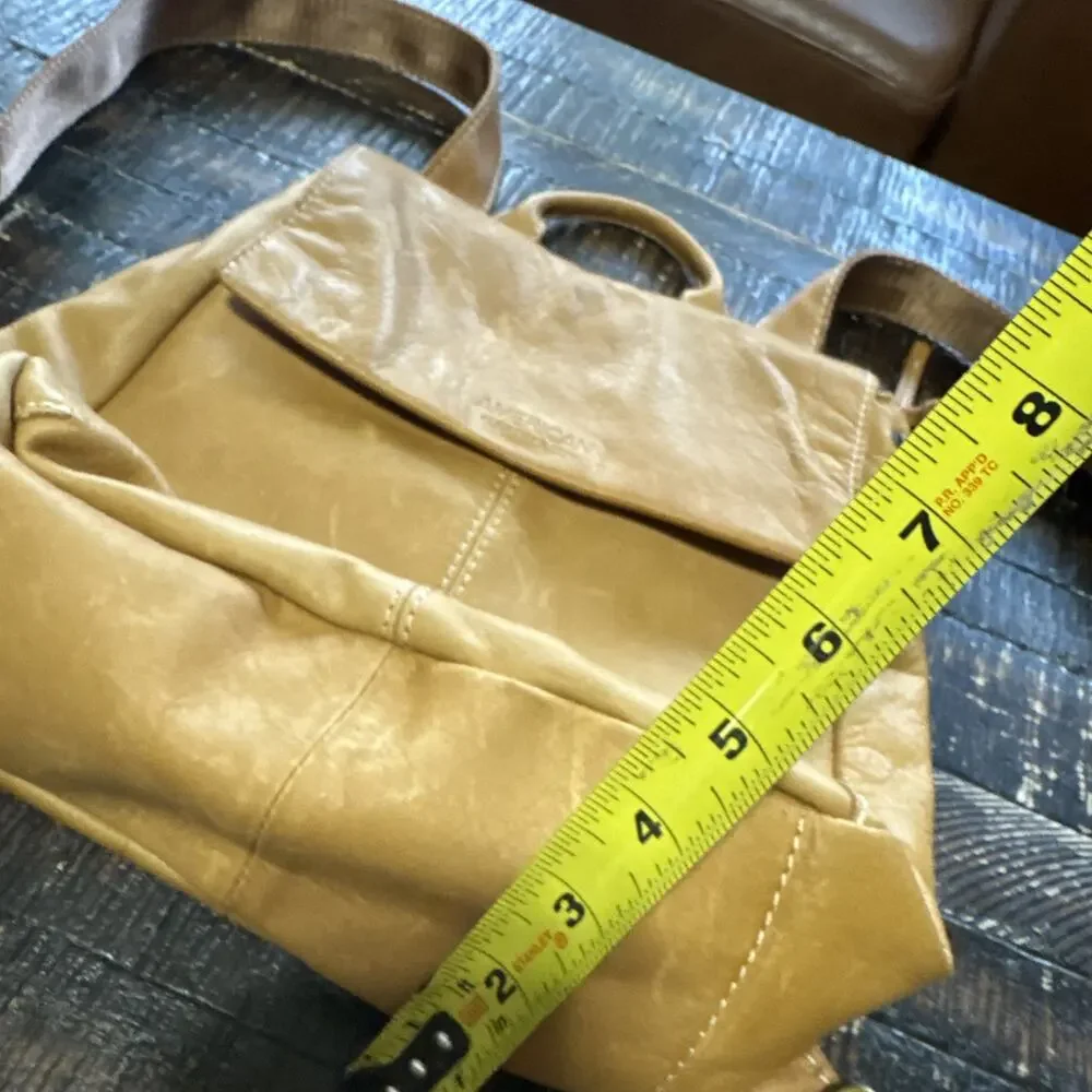 American Leather Co. Liberty Backpack Bag Purse Tan pebbled Adjustable Straps